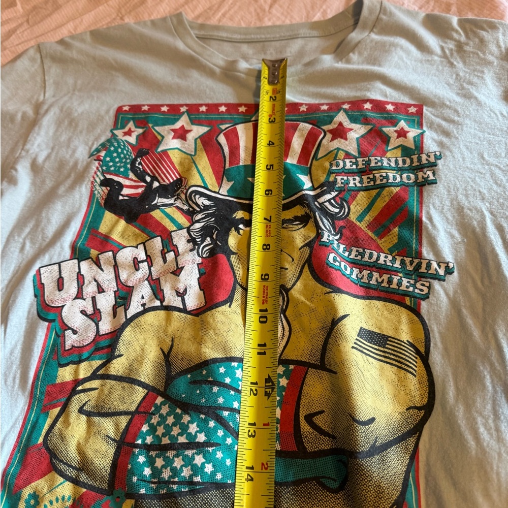 Grunt Style Patriotic Graphic Tee Shirt , Light Blue, Size Large. - Picture 8 of 11